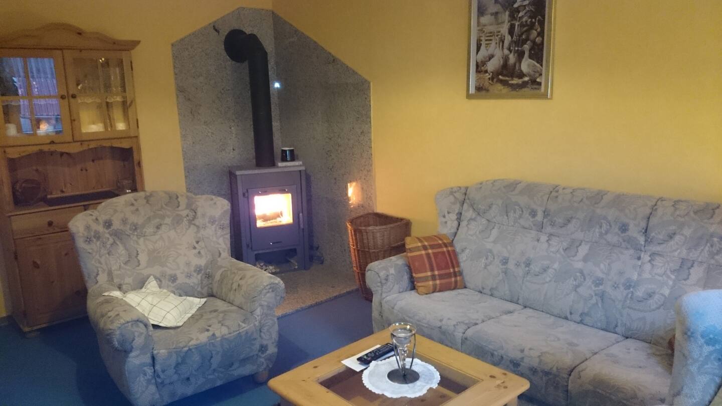 Wohnzimmer mit Kaminofen